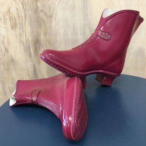Vintage red rubber rain boots booties